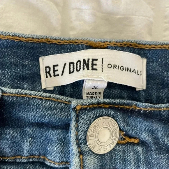 Redone high rise ankle crop denim in aged blue wash - Picture 6 of 13